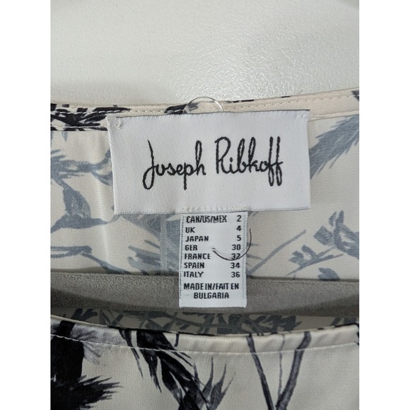 Joseph Ribkoff Blouse Black‎ White Abstract Floral Print Bell Sleeve Top size 2 - Picture 5 of 9